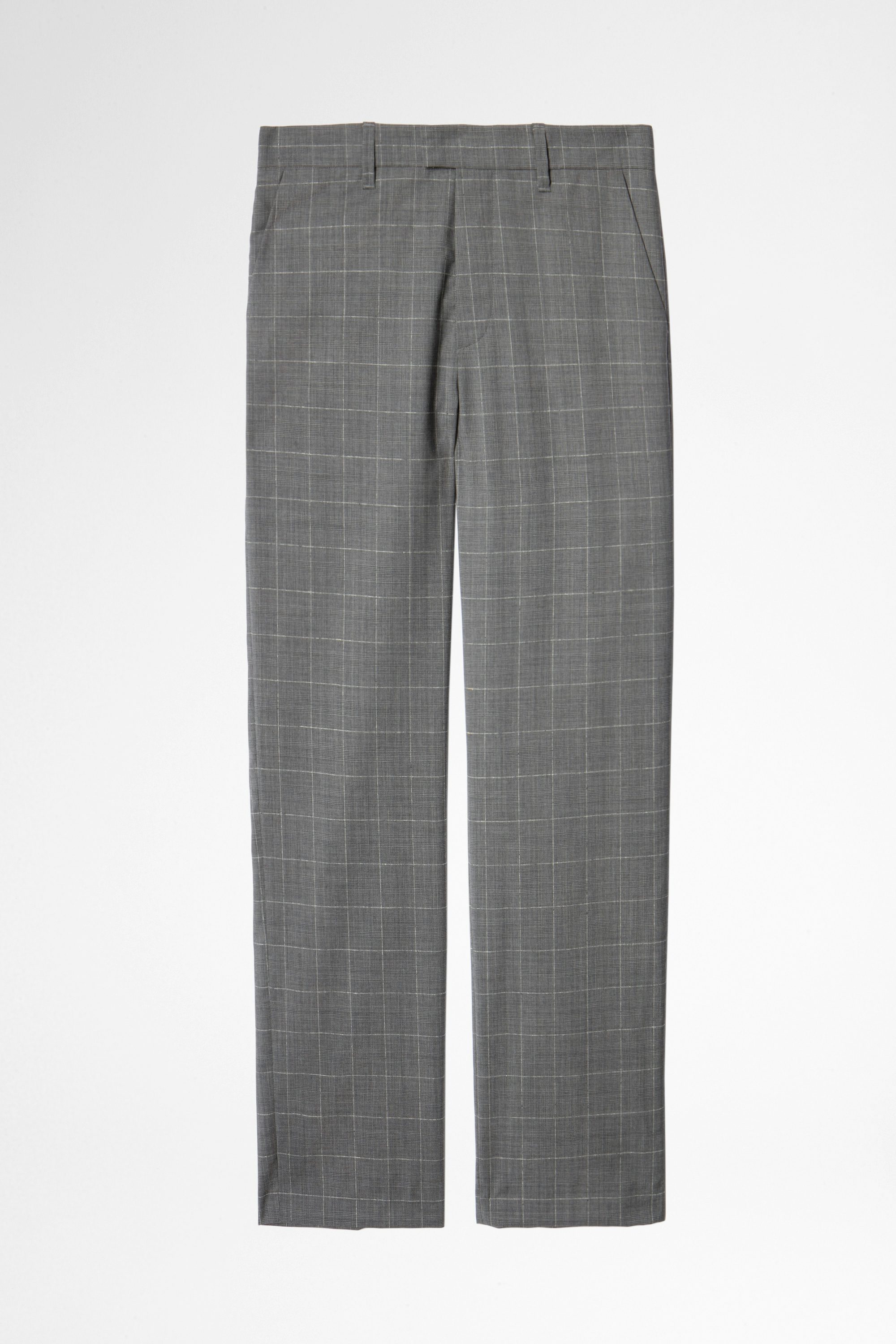 Hose Peter Check - Graue Damen-Kostümhose mit Karomuster.